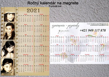 ročný kalendár na magnete